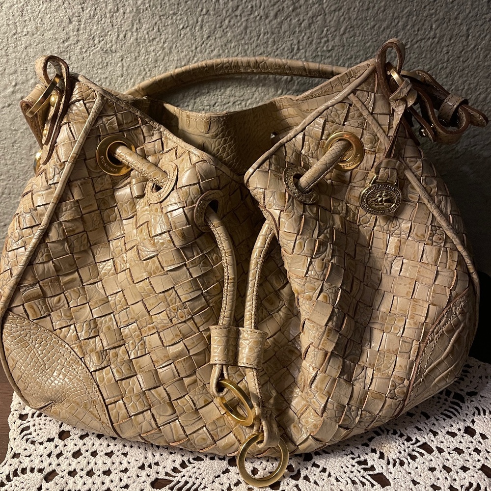 Vintage Basket Weave Brahmin Hobo